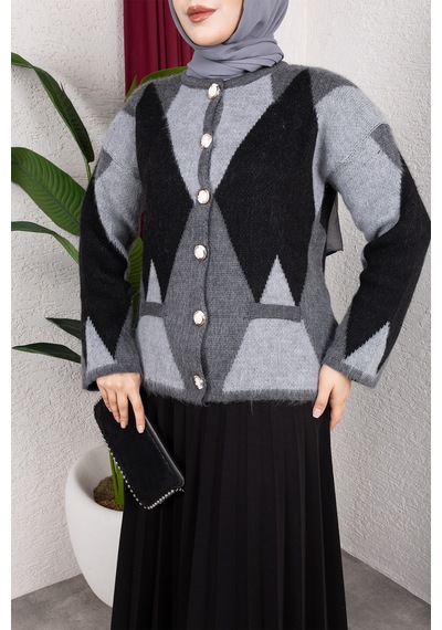 Hira Life Fashion Kadın Önü Düğmeli Şardonlu Cepli Ve Baklava Desenli Triko Hırka Siyah Siyah Hira Life Fashion Kadın Önü Düğmeli Şardonlu Cepli Ve Baklava Desenli Triko Hırka Siyah Siyah
