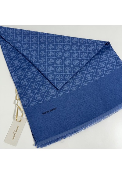 Pierre Cardin Elegans Monogram Şal-75 X 190-090700-922 İndigo Mavi İndigo Mavi