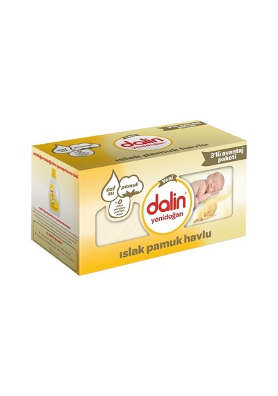 Dalin Yenidogan Islak Pamuk Havlu 3'Lü Avantaj Paketi 120 Yaprak