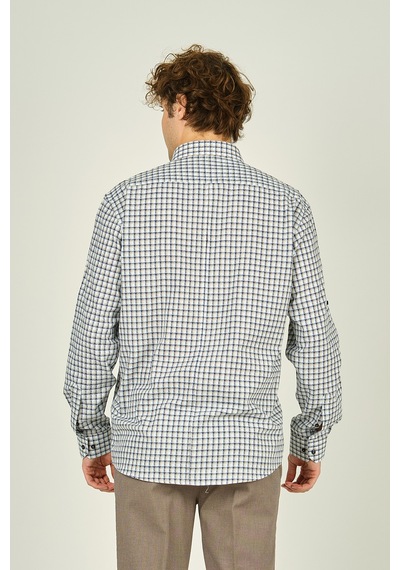 Figs Erkek Slim Fit Ekoseli Uzun Kollu %100 Pamuk Gömlek 0016 Bej Bej