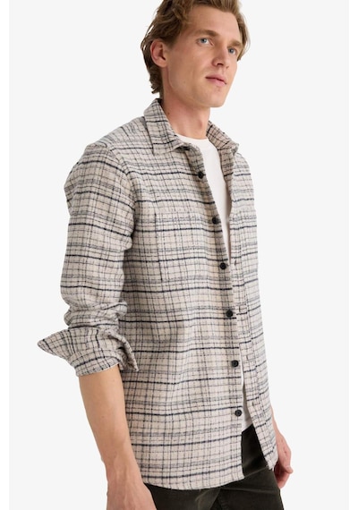 Defacto Regular Fit Polo Yaka Flanel Uzun Kollu Gömlek E8191ax25wnbg766 Bej-bg766