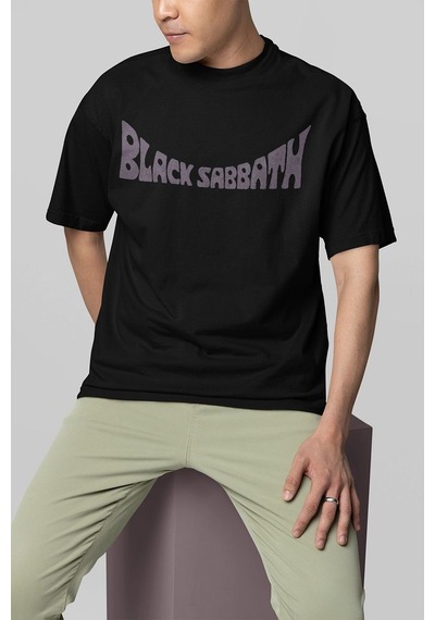 Paranoid Black Sabbath Baskılı Unisex Oversize Müzik Grubu Tişört Siyah