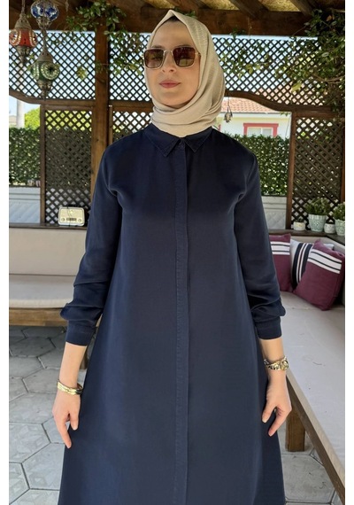 Rabia Şamlı İnci Pantolonlu Takım Lacivert Normal