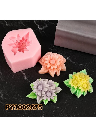 Py1002675 - Silikon Kalıp Mum Kalıbı Çiçek Demeti Renksiz
