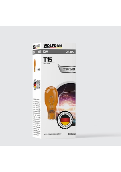 Wolfram 12 Volt 16 Watt T15 Dipsiz Sarı Ampul Takımı - 10 Adet