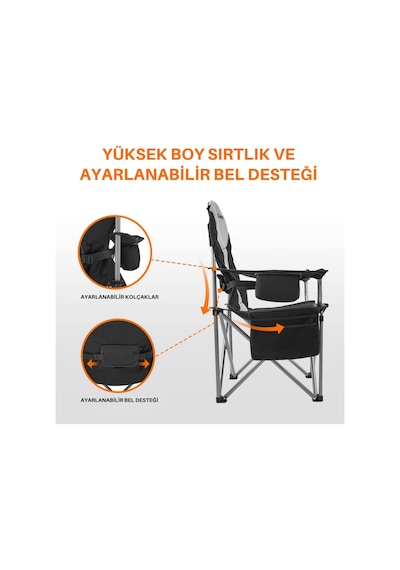 Kingcamp Cedar Deluxe Ultra Bel Destekli Kamp Sandalyesi Grey Gri