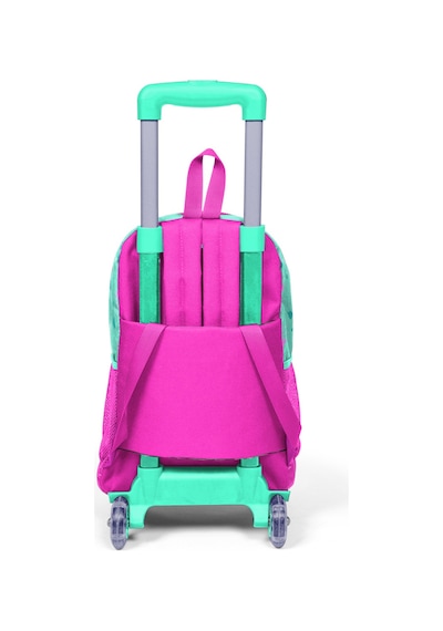 Coral High Kids Su Yeşili Neon Pembe Flamingo Desenli Üç Bölmeli Okul Çantası 23131