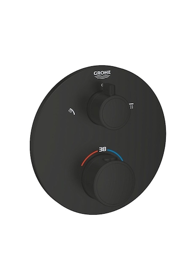 Grohe Grohtherm Termostatik Banyo/Duş Bataryası 2 Çıkışlı Divertörlü - 1022082430 Siyah