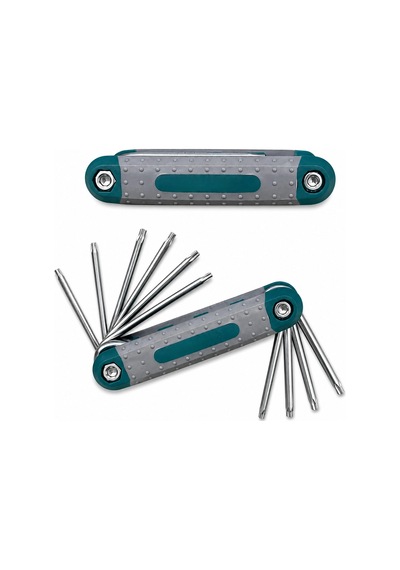 Gri Katlanabilir 8 Parça Yıldız Torx Çakı Alyan Seti