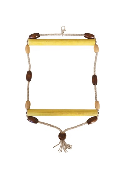 Doğal Ahşap Papağan Salıncağı Boncuklu 21 X 36 Cm