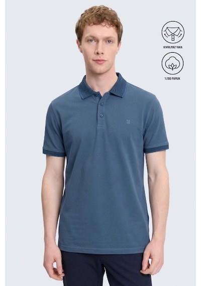 Hatemoğlu İndigo Regular Fit Düz 100% Pamuklu Polo Yaka Tişört 3536etc22c03 85 İndigo