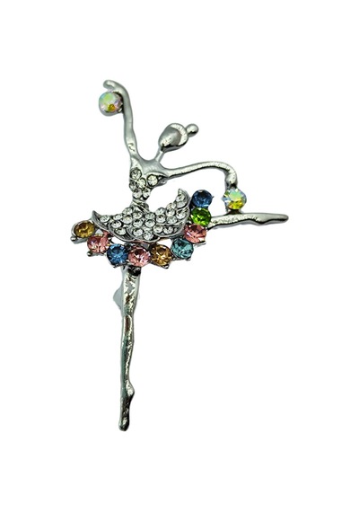 Balerin Taşlı Broş Ve Yaka İğnesi Gri 81024108