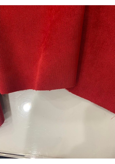 Ince Fitilli Kadife Kumaş Eteklik Ceketlik Pantolonluk Kırmızı