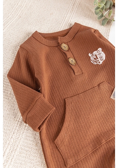 Babymod Natural Kaplan Figürlü Erkek Bebek Tulum