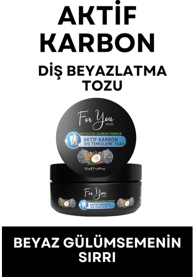 Aktif Karbon Diş Temizleme Tozu 50 Gr Extra Beyazlatıcı Diş Tozu + Nane 2adet