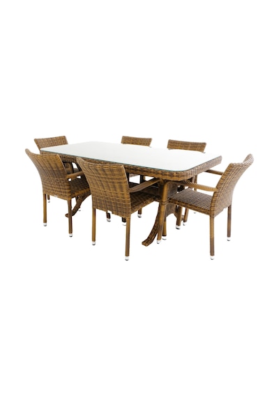Peter 90x180 Rattan Bahçe Masa Takımı Rehome Peter 90x180 Rattan Bahçe Masa Takımı Rehome
