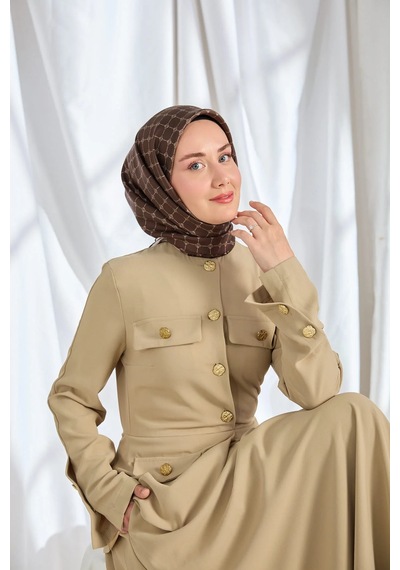 Silk Home %100 Twill İpek Eşarp S539 Kahverengi