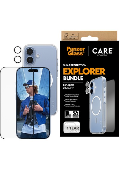 Care By Panzerglass Flagship Apple Uyumlu iPhone 17 3'lü Explorer Telefon Koruma Set- Bundle Uwf+kılıf+lens