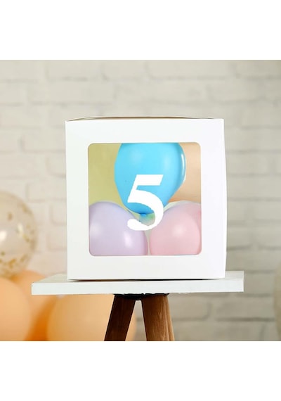 Şeffaf 5 Rakamlı Beyaz Kutu Ve Balon Seti Kendin Yap Bebek Çocuk