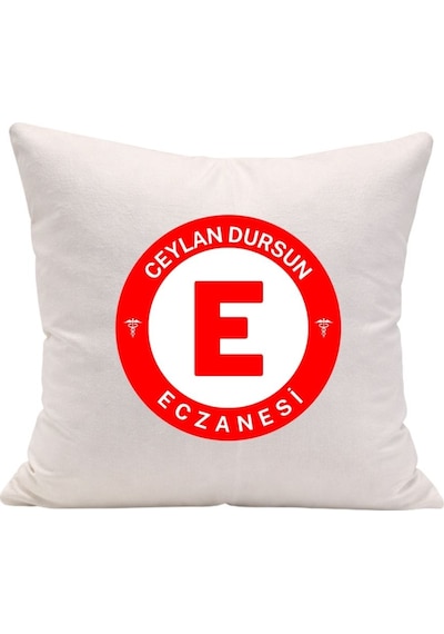 Eczacılara Özel Tasarım Kırlent Kılıfı - Eczane İsmi Yazılabilir Diğer