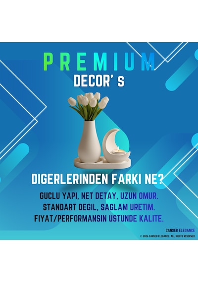13x13cm - Premium -dekoratif Donut Vazo - Kendinden Kokulu - El Boyaması İşçilik Siyah