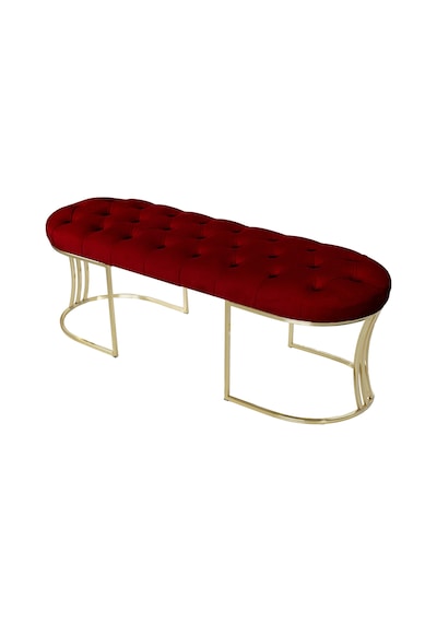 VİEGO GOLD BORDO-Kapitoneli Model Puf&Bench&Koltuk-Oturak-Uzun Makyaj Puff-Yatak Odası Ucu&Önü