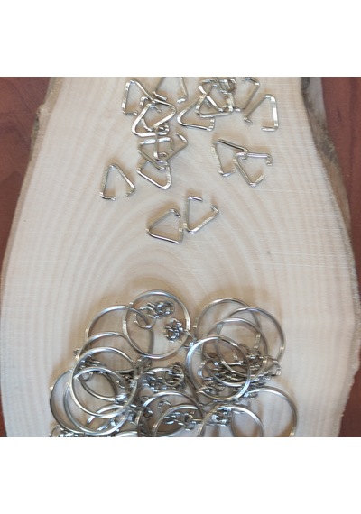 100 Adet - Zincirli Metal Anahtarlık Halkası 25 Mm Gümüş Renk
