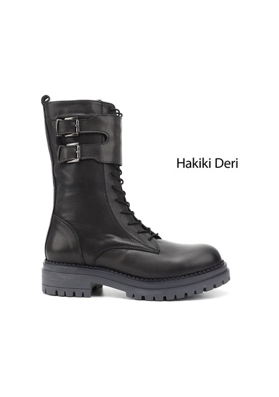Gönderi(R) Gönderi R Gri Fermuarlı Hakiki Deri Postal Bot Gri