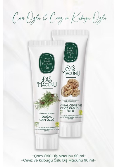Eyüp Sabri Tuncer Ceviz Kabuğu Özlü + Çam Özlü Diş Macunu 2 x 90 ML