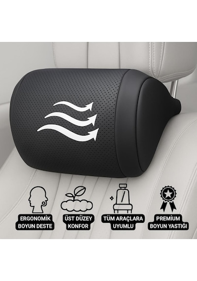 Coofbe Tüm Araçlara Uyumlu Ortopedik Araç Boyun Baş Yastığı Oto Koltuk Başlığı, Oto Boyun Yastığı Car Headrest Siyah