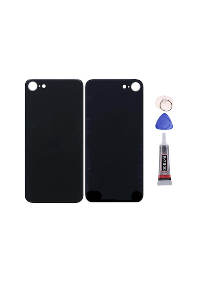 Apple Uyumlu iPhone Se 2020 Siyah Arka Kapak Batarya Kapağı Pil Kapağı Yapışkan Ve Sökme Aparatıyla Beraber Full Set Siyah