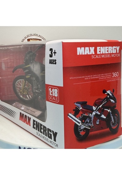 Siyah Enduro Cross - 1:18 Ölçek 12cm Kutulu Standlı Diecast Motosiklet Modeli