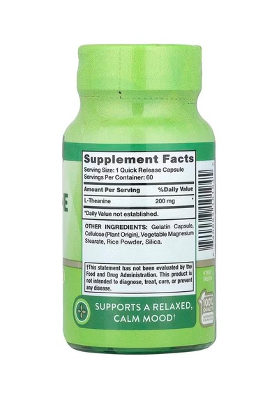 Nature's Truth L-theanine Brain & Cognitive Amino Acid 200 Mg 60 Quick Release Capsules Nature's Truth L-theanine Brain & Cognitive Amino Acid 200 Mg 60 Quick Release Capsules