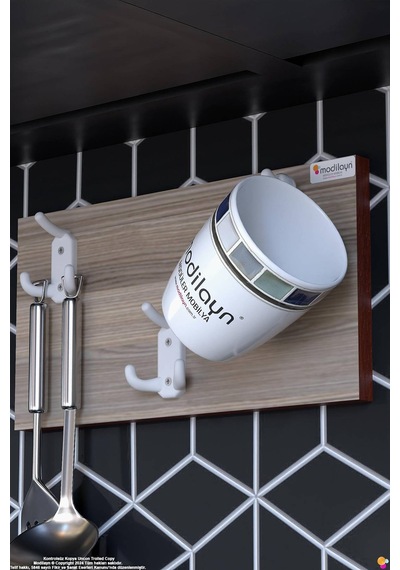Geyik 9 Kancalı Mutfak Askısı 3'lü Set 31,4x9,6 Cm - Şık Tasgeyikm, Çok Amaçlı Düzenleyici Ve Yer Tasarrufu 35 Cm
