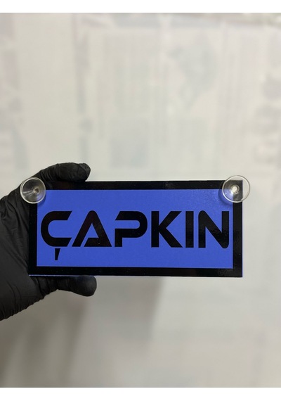 Mavi Renk Üzeri Siyah Renk Çapkın Yazılı Vantuzlu Cam Süsü