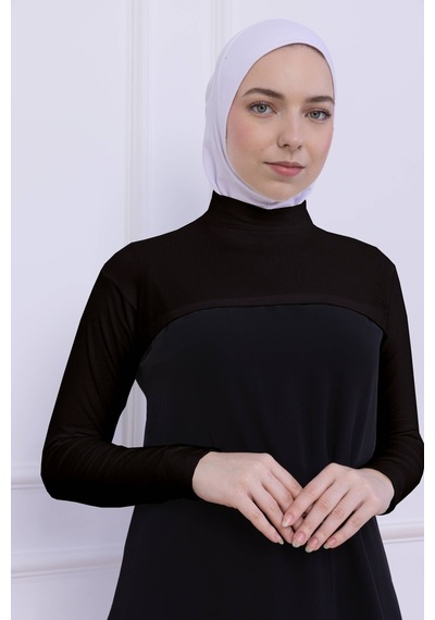 Loggia Balıkçı Yaka Boyunluklu Kolluk Acı Kahve - Likralı Dik Yakalı Kadın Body Tesettür Crop Bolero Acı Kahve