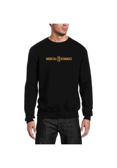 Mortal Kombat 11 Logo Baskılı Siyah Erkek Örme Sweatshirt