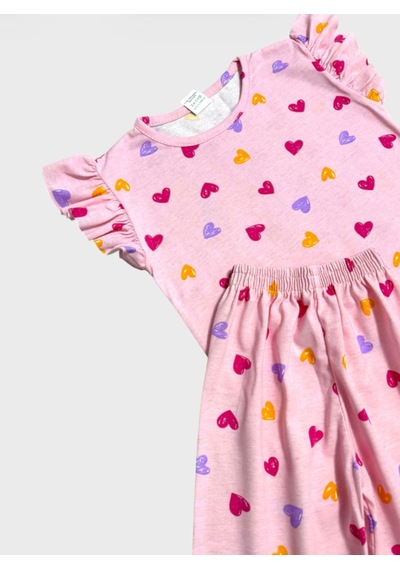 Aliş Kids Kız Çocuk Pamuklu Pembe Kalp Desenli Kolları Fırfırlı Kısa Kollu Şortlu Yazlık Pijama Takımı Aliş Kids Kız Çocuk Pamuklu Pembe Kalp Desenli Kolları Fırfırlı Kısa Kollu Şortlu Yazlık Pijama Takımı