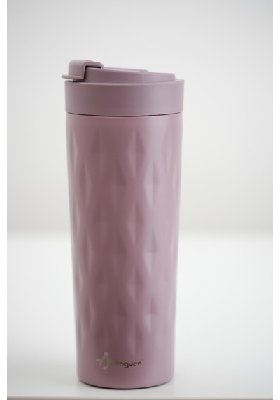 Png-1167 500ml Flip Kapak Desenli Çelik Mug 6 Saat Sıcak 12 Saat Soğuk Sızdırmaz & Bpa Free Mor