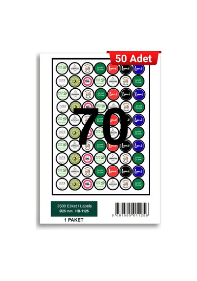 Herboy Hb-1125 25 X 25 Mm A4 Baskılı Laser Etiket 50 Adet