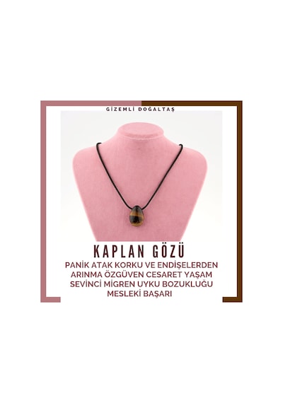 Gizemli Doğal Taş Kaplan Gözü Kolye Ucu Panik Atak Özgüven Cesaret Kolye Beyaz