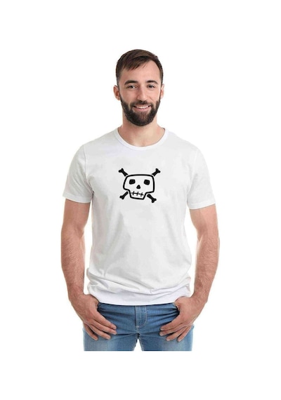 Kurukafa Icon Baskılı Beyaz Erkek Tshirt