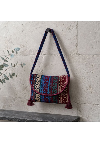 Bk Gift El Yapımı Otantik Türk Kilim Omuz Çantası -10, Günlük, Kitap, Tablet, Plaj Ve Seyahat Çantası Çok Renkli