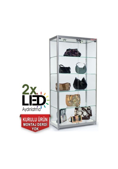 1880ES Camlı Koleksiyon Vitrini Cam Dolap Raf