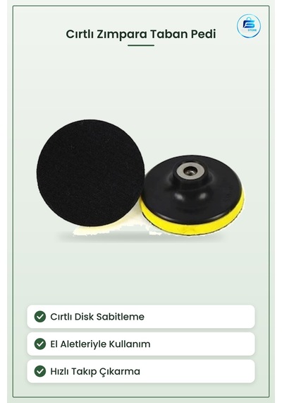 Cırtlı Disk Zımpara Ucu Taban Pedi Pratik Takıp Çıkarma El Aletle