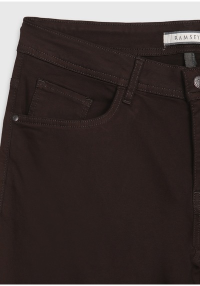Ramsey Kahverengi Dokuma Slim Fit Casual Pamuk Karışımlı Pantolon