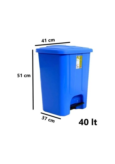 Omnipazar Sy-4255 40 Lt Köşeli Pedallı Plastik Çöp Kovası İç Kovasız Mavi