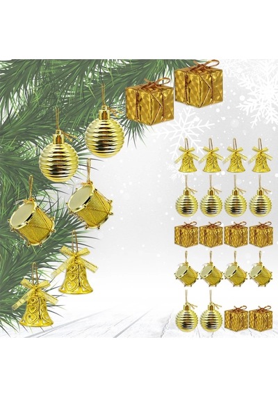 Yılbaşı Ağaç Süsü Lüks Karışık Gold 4 Cm 20li