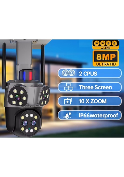 Mpia Orino 4 Lens 10x Zoom 8mp 360 Görüş Hareketli Waterproof Gece Görüş Sesli Görüşme Akıllı Kamera