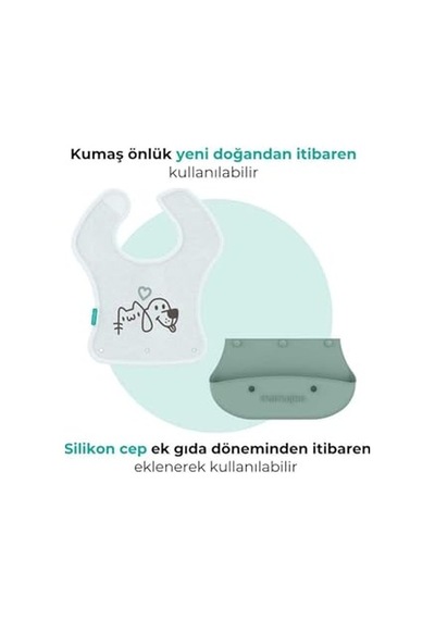 2-in-1 Katlanır Mama Önlüğü / Powder Green Çok Renkli